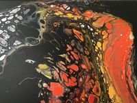 2021-07-29-Vogel, Acryl Pouring, 40 x 40 cm